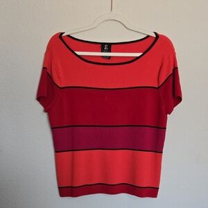 Grace Knitwear Colorblock Short-Sleeve Knit Top Size L